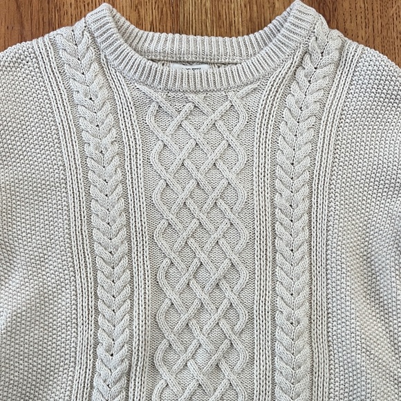 J Crew 100% Cotton Cable Knit Cream Sweater - Picture 2 of 10
